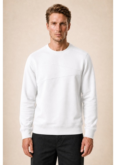 Redline Lines Regular Fit Kışlık Sweatshirt Beyaz