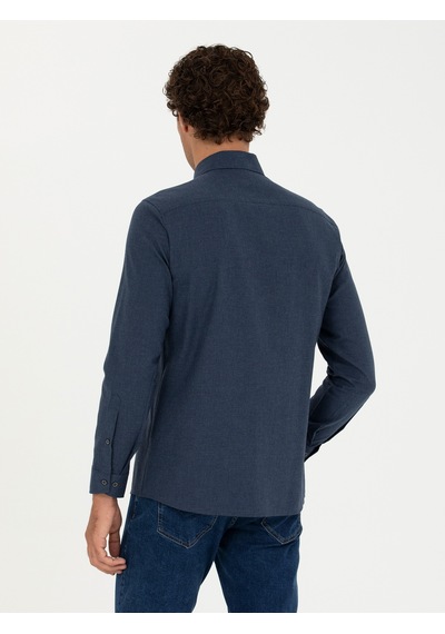 Cacharel Lacivert Slim Fit Uzun Kollu Gömlek