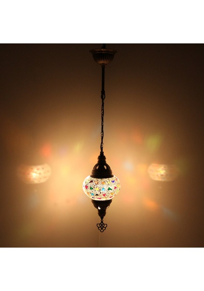Dekoratif MOZAİK AVİZE TEKLİ SARKIT DEKORATİF RENKLİ