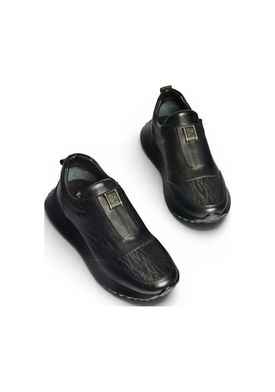 Fox Shoes Z555091903 Siyah Hakiki Deri Kalın Tabanlı Spor Ayakkabı Sneakers