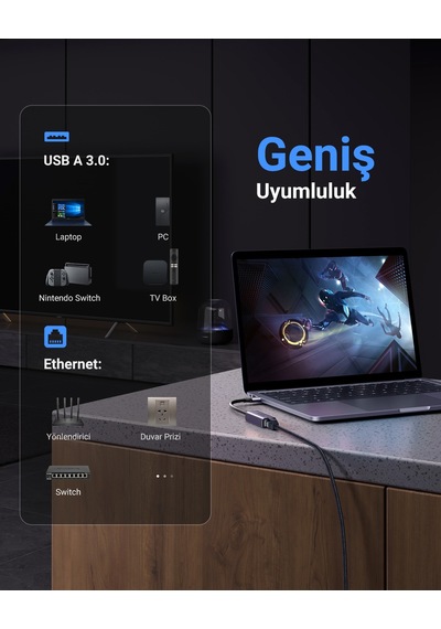 Ugreen Usb-a To Ethernet Rj45 Dnüştürücü Adaptör, 50922