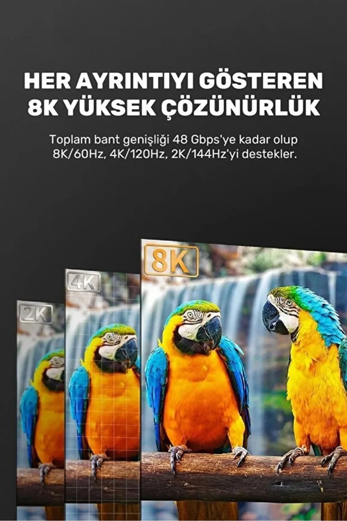8k 1.5 Metre Ultra Yüksek Hızlı Hdmı 2.1 Kablo 8k Uhd 4k 120hz 48gbps Hdtv/ Pc/ Dizüstü Bilgisayar Ve Oyun Konsolları İçin 1.5m Hdmı Kablosu 001