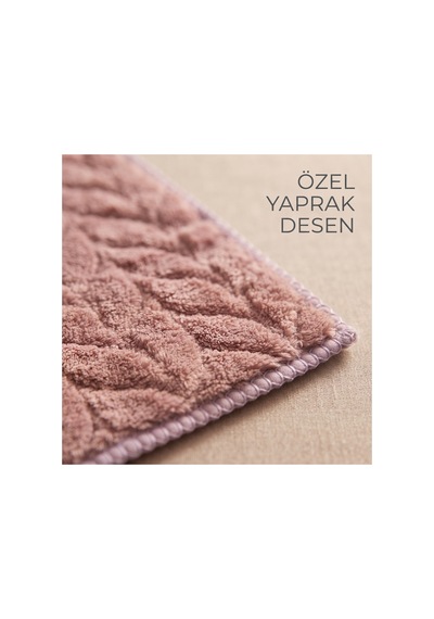 Premium Soft Gül Kurusu Mor Yaprak Desenli Peluş Mikrofiber Bez 30x40 Cm Çok Amaçlı Ev, Ofis Ve Oto İçin