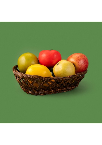 Kosovaa Tekli Oval Yemek Sepeti - Kahverengi - 28x20 Cm Çok Renkli