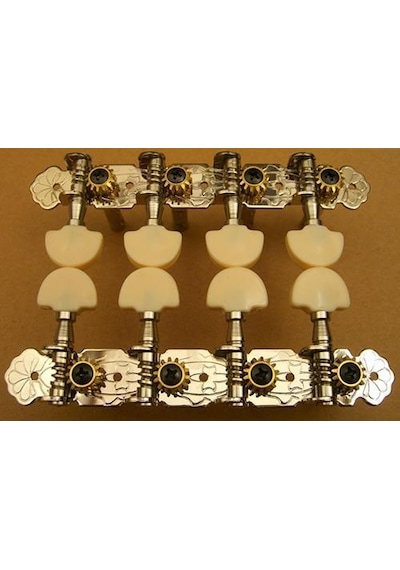 Maxtone Gm40s Mandolin Burgu Seti - Nikel Aksesuar/yedek Parça Mandolin Gövdelerine Uygun Çoklu Mekanizma, Hassas Dişli Sistemi Ve Dayanıklı Metal Yapı