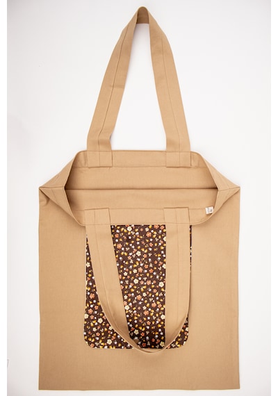 Fabric Craft Bag Alışveriş Çantası Katlanabilir Pamuklu Bez Çanta 42x47 Cm Kahverengi