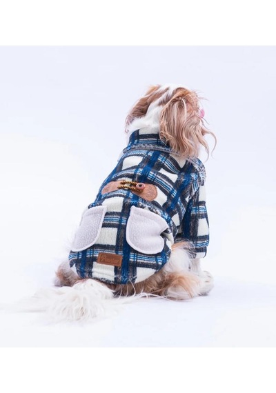 Pawstar Mavi Chicago Checks Küçük Irk Köpek Pofuduk Ceket