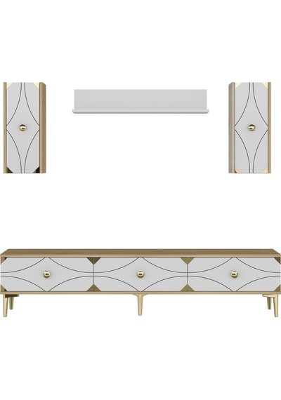 Tvr1897dbg Alfa Tv Ünitesi Takımı Safirmeşe-beyaz-gold 180cm