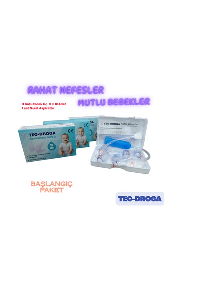 Teo-droga Nazal Aspiratör Seti ve 3 Paket Yedek Uç 3 x 10 Adet Burun Temizleme Başlangıç Paket