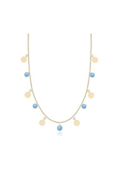 Diamond Line-Gülaylar - Sarı Altın 14 Ayar Firuze Taş Kolye N11.25120