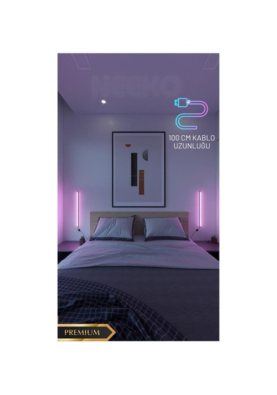 2 Adet Mini Duvar Aplik Uzaktan Kumandalı Rgb Led 16 Renk