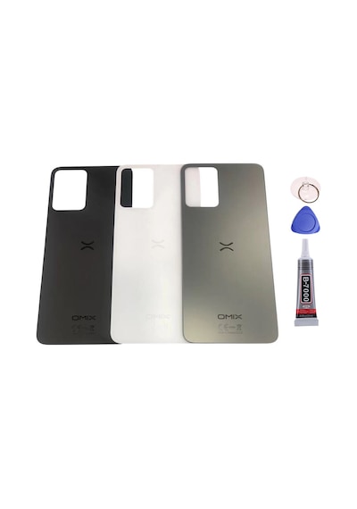 Omix X700 Siyah Arka Kapak Batarya Kapağı Pil Kapağı Yapışkan Ve Sökme Aparatıyla Beraber Full Set Siyah