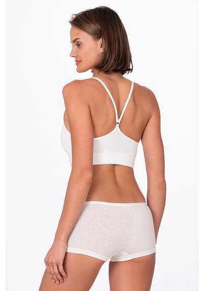 Kadın Modal Boxer Şort Ekru Kompedan K23920-ekru Ekru