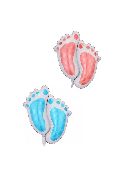 Cinsiyet Belirleme Partisi Kız Mı Erkek Mi Boy Or Girl Mavi Ayak İzi Ve Pembe Ayak İzi Balon Renkli