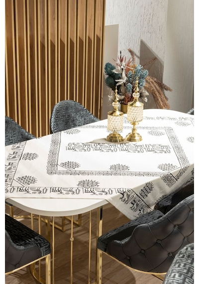 Hitit Desenli Etnik Masa Örtüsü Ekru - 679005953 Ekru