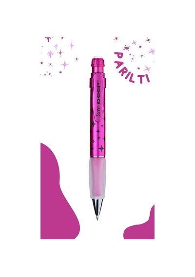 Deep Mekanik Kurşun Kalem 0.7 Mm Metalik Pembe Pırıltı Deseni