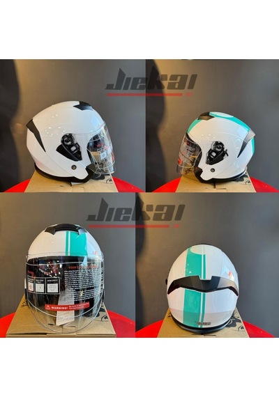 Jiekai Güneş Vizörlü Yarım Kask Beyaz