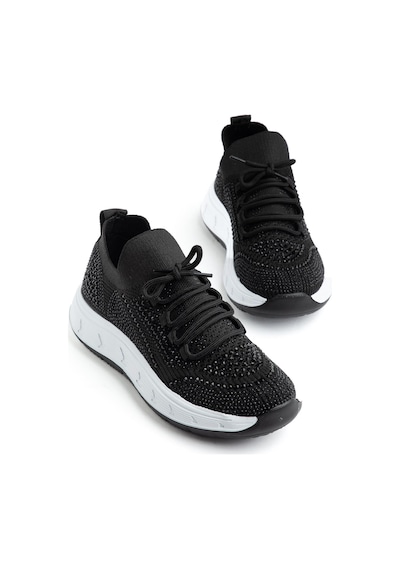 Suins Veina Model Taş İşlemeli Kadın Spor Ayakkabı Sneaker Siyah