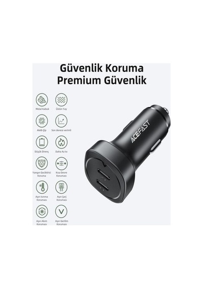 72w Çift Usb-c Portlu Hızlı Araç Şarj Aleti