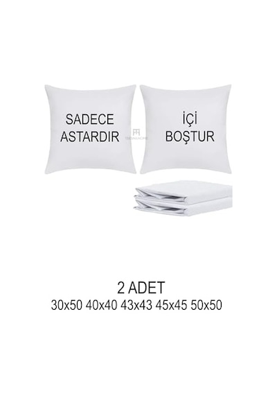 2 Adet Fermuarlı Kırlent İç Astarı 5 Ebat Kırlent İçi Yastık Kılıf Astar Milt - 40x40