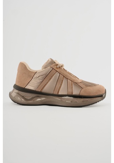 Mubiano Kadın Süet Sneaker Anorak Detaylı Taşlı Spor Ayakkabı Neriel Vizon Vizon