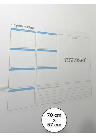 Duvara Kendiliğinden Manyetik Yapışan Haftalık Program Planlayıcı Takvim 70 X 57 Cm Şeffaf