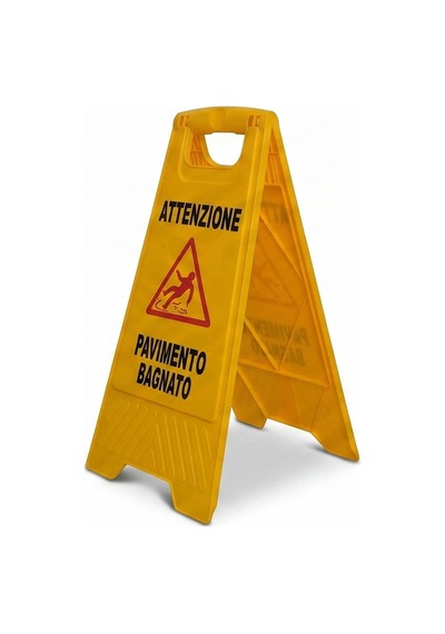 Üçtem Kaygan Zemin Uyarı Levhası Türkçe + İngilizce Katlanabilir Islak Zemin İkaz Tabelası Wet Floor Caution Sign Otel, Hastane, Avm Ve Ofis Kullanımı