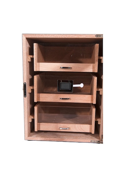 Premiumquality Belgrano Karbon Desenli 3 Çekmeceli Sedir Humidor Puro Kutusu - Tr8783