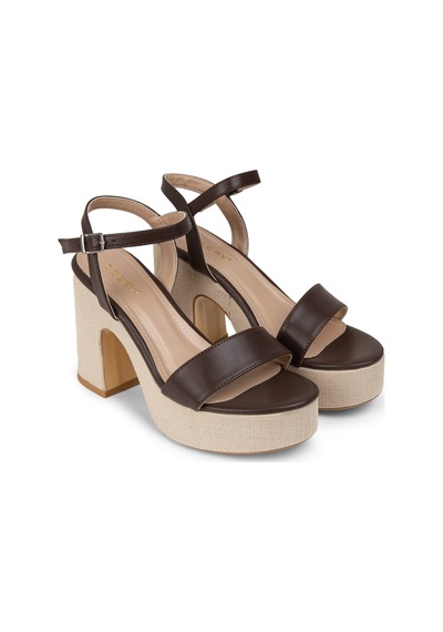 Deery Kahverengi Platform Topuk Kadın Sandalet - K1040zkhvm01 Kahverengi