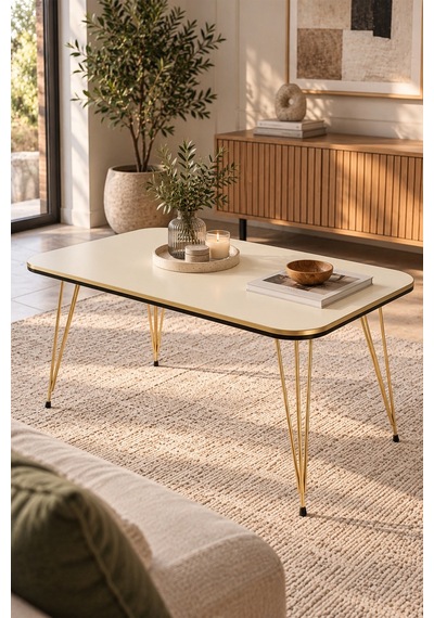 Sulorahome Gold Krem Orta Sehpa