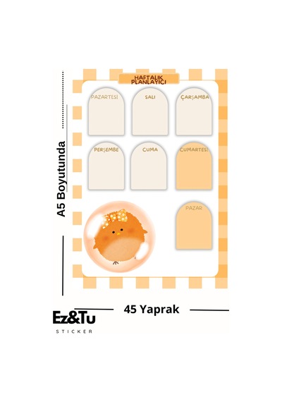 Civciv Temalı Haftalık Planlayıcı A5 45 Yaprak Cute Serisi Çok Renkli
