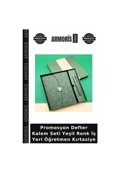 Promosyon Defter Kalem Seti Yeşil Renk İş Yeri Öğretmen Kırtasiye Çok Renkli