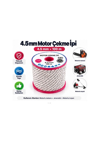 Algaride 4.5 Mm Motor Çekme İpi 100 Metre Motorlu Testere Jeneratör Motorlu Tırpan Çim Biçme Su Motoru Ve Benzinli Makineler İçin Starter Marş İpi