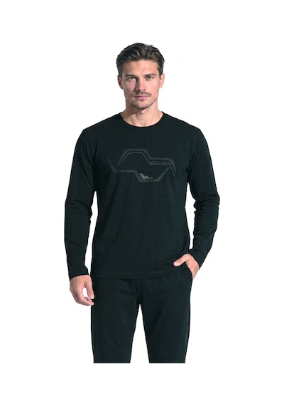 Pierre Cardin 6151 Erkek Uzun Kollu Bisiklet Yaka Pijama Takımı -siyah