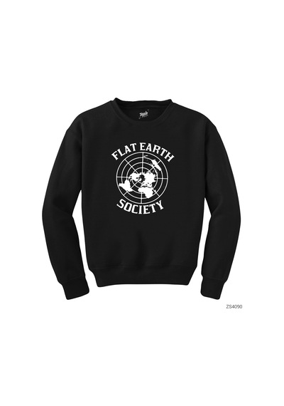 Flat Earth Society Siyah Sweatshirt