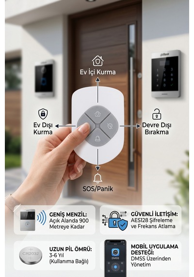 Dahua Dhı-ara24-w2 868 Kablosuz Alarm Uzaktan Kumandası Wireless Keyfob Panik Butonlu Akıllı Anahtarlık