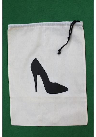 2 Adet Stiletto Baskılı Keten Ayakkabı Poşeti - Ayakkabı Düzenley