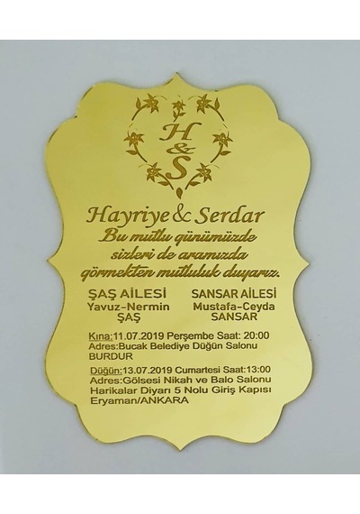 Hdrlazerdizayn Aynalı Pleksi Davetiye