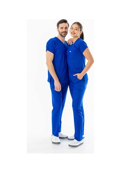 Likra Yarasa Kol Doktor Hemşire Forması Saks Mavisi Lyrs1009 Saks Mavisi