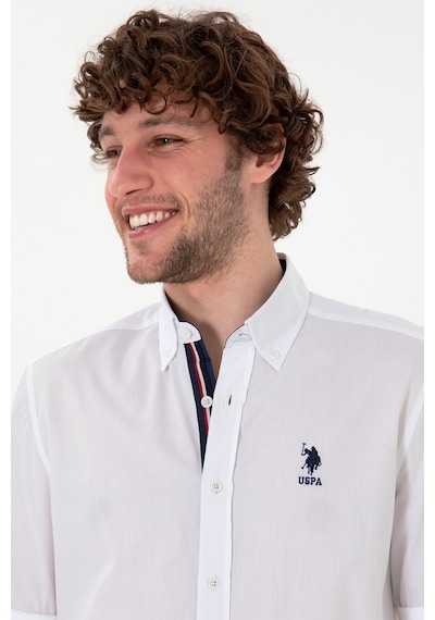 U.s. Polo Assn. Erkek Beyaz Gömlek Desenli 50300207-vr013 Beyaz