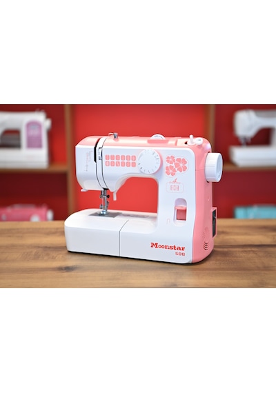 Moonstar Ev Tipi Düz Dikiş Makinesi 12 Desenli / Model 588 Pembe