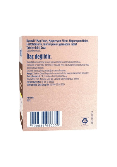 Mag Focus 15 Çiğneme Tab - Magnezyum Malat & Sitrat, Fosfotidilserin, B6 & B12 Vitamini - Odaklanma 2 Paketi