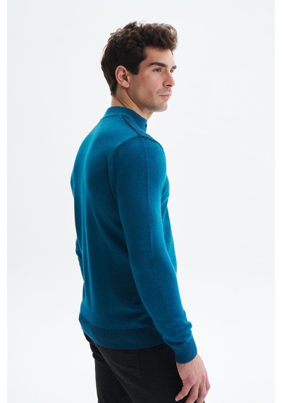 AR-MA Arma Erkek Slim Fit Likralı Akrilik Kumaş Yarım Yaka Triko Kazak K0kro0864 Mavi