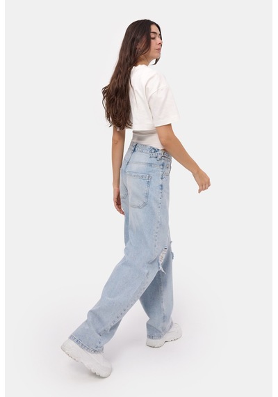 Kadın Ice Lotus 12s6-3 Süper Baggy Fit Denim Jean Ice Kot