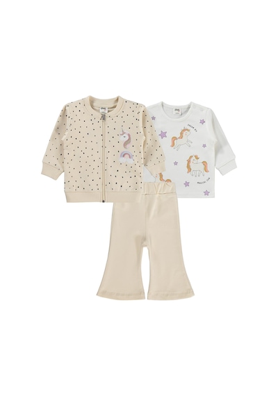 Civil Baby Unicorn Nakışlı Hırkalı 6-18 Ay Takım - Bej