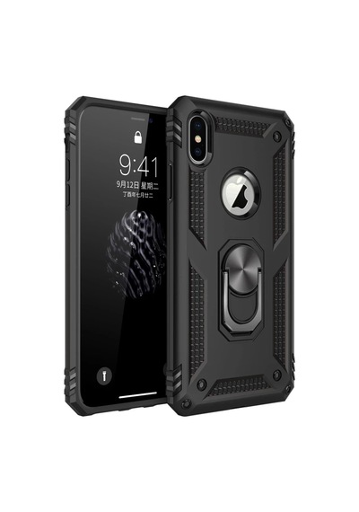 İphone Xs Max Kılıf Sofya Yüzüklü Silikon Kapak - Siyah