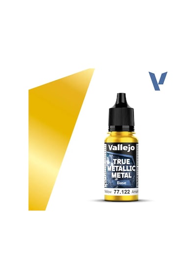 Vallejo 77122, 18 Ml. Radiant Yellow Base True Metallic Metal Maket Boyası Standart