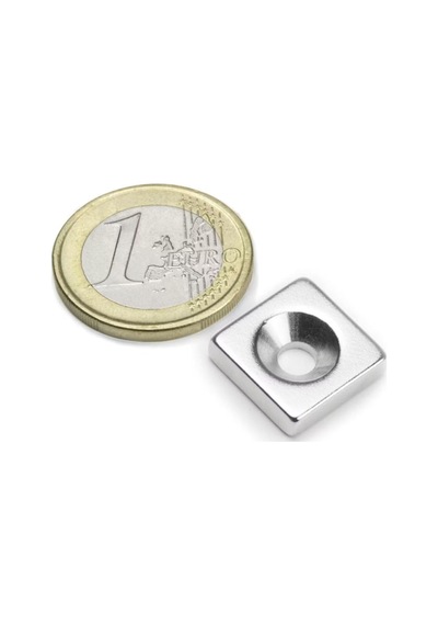 Dünya Magnet 5 Adet, Havşa Delikli, Neodyum Mıknatıs, 15x15x5 Mm, D:8/4 Mm, Köşeli, Güçlü Magnet, N35 Kalite