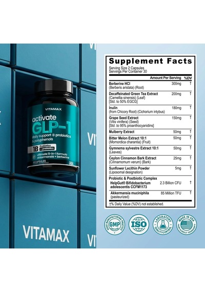 Glp-1 Support 1billion Probiotics +prebiotics -11 İn 1 Akkermensia + Berberine 60 Caps.