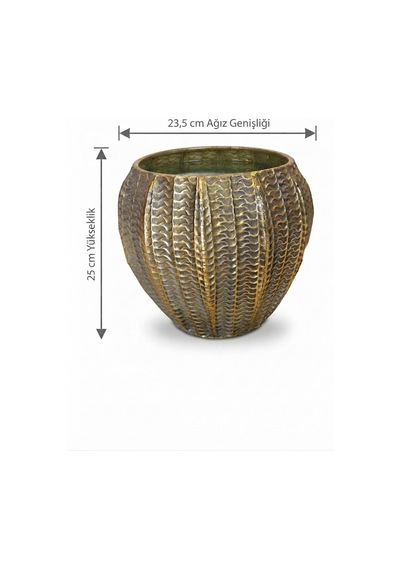 Panalı Metal Dekoratif Saksı Orta Boy 235,5 X 25 Cm Gold